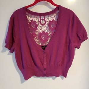 TORRID PINK CROP TOP WITH CROCHET TRIM